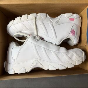 K-Swiss White Sneakers with Pink Accents